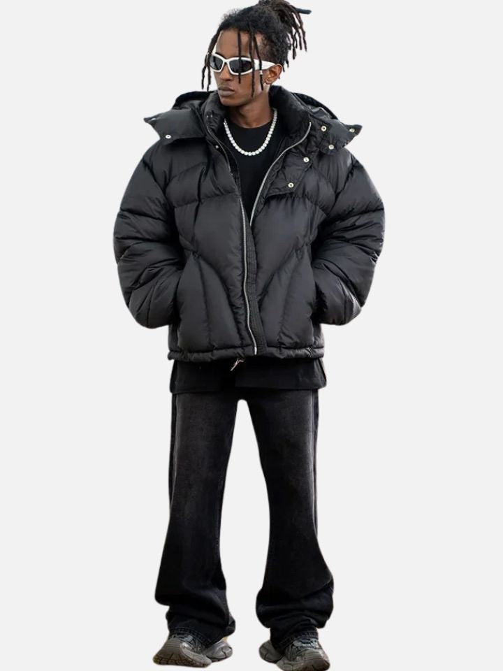 Jaqueta Puffer Zok Comptom Preta com Capuz