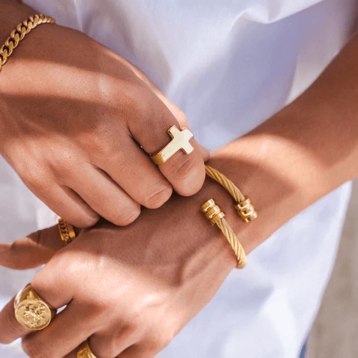 Anel Crucifixo Banhado a Ouro 18k