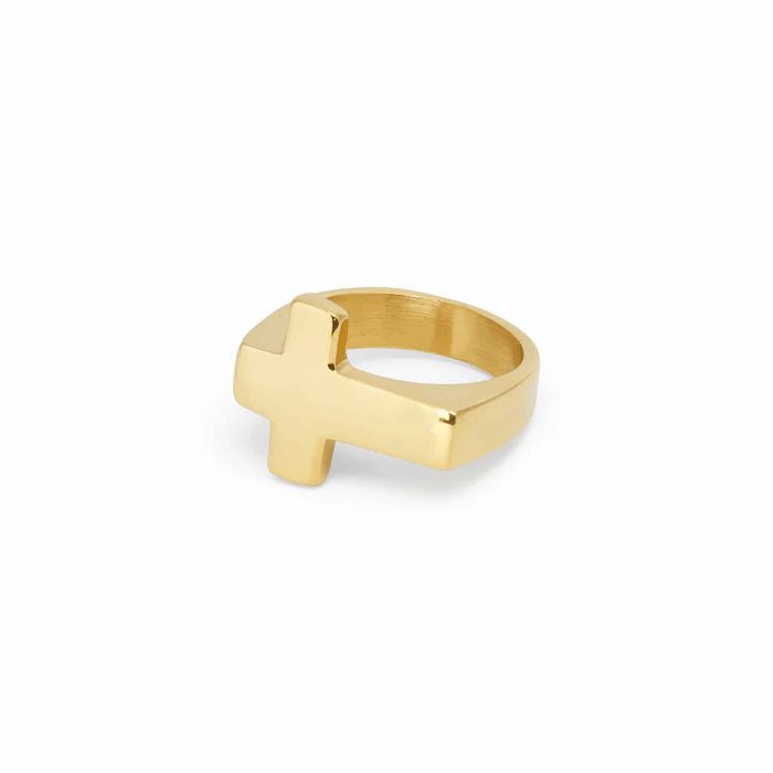 Anel Crucifixo Banhado a Ouro 18k