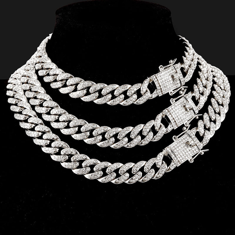 Kit Cuban ICE Corrente + Pulseira Cravejada Prata
